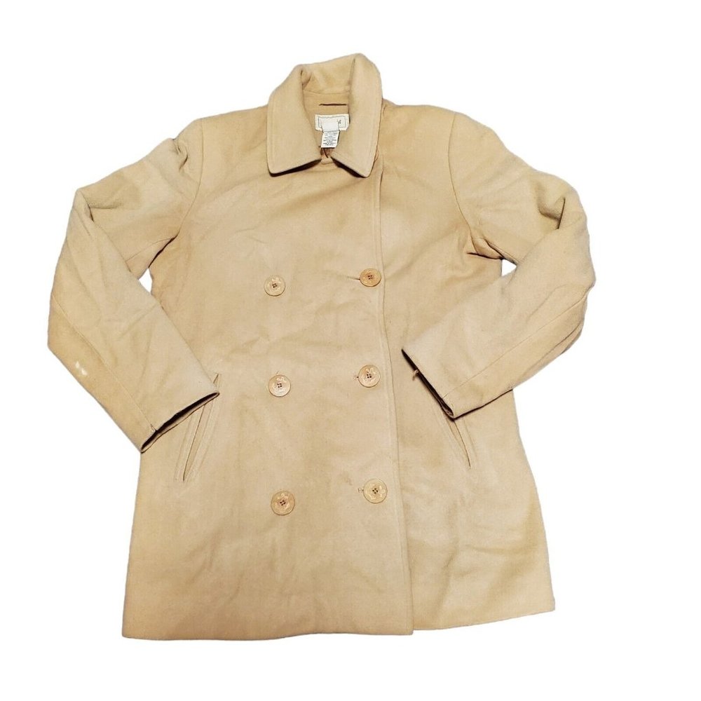 Vintage LL BEAN Peacoat Womens 6 Tan Brown Winter Coat Jacket VTG